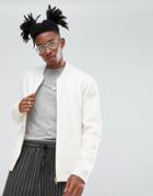 Asos Milano Stitch Bomber Jacket In Off-white - White