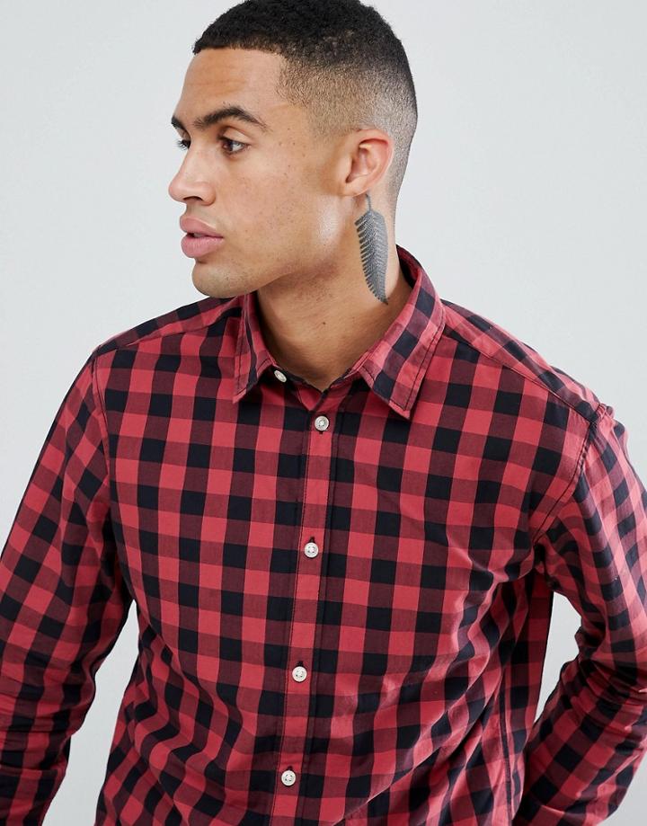 Jack & Jones Essentials Slim Fit Gingham Shirt-red