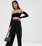 Asos Design Tall Wide Leg Pants With Clean High Waist-black