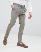 River Island Super Skinny Suit Pants In Stone Dogstooth - Cream