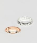 Icon Brand Antique Rose Gold & Silver Band Rings In 2 Pack Exclusive To Asos - Multi