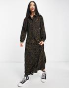 Fashion Union Almost Animal Print Cut-out Detail Open Back Maxi Dress In Black