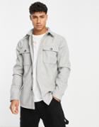 River Island Oversized Flannel Button Through Shirt In Gray