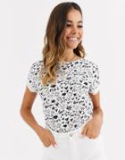 Brave Soul Libby T Shirt In Love Print-white