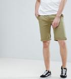 Bellfield Tall Slim Fit Chino Shorts In Khaki - Green