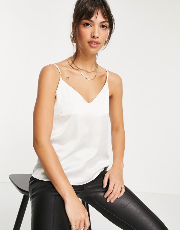 Asos Design Satin Cami In Ivory-white