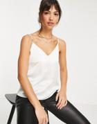 Asos Design Satin Cami In Ivory-white