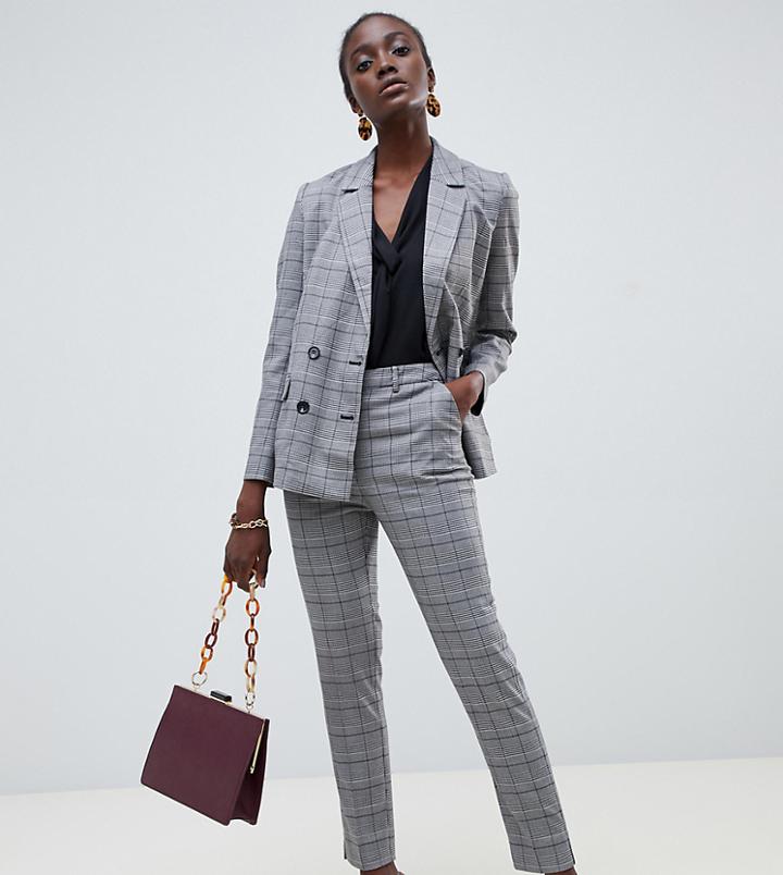 Warehouse Slim Leg Pants In Gray Check - Multi