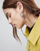 Asos Cut Out Rising Sun Hoop Earrings - Silver
