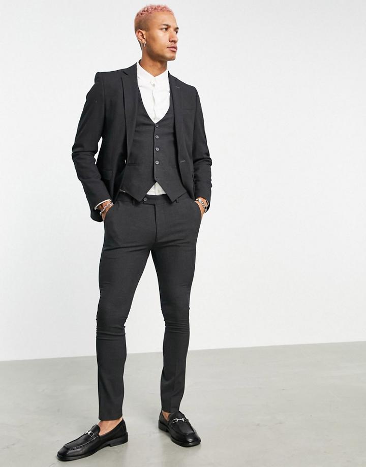 Bolongaro Trevor Plain Skinny Suit Jacket In Gray-grey