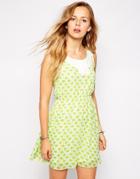 Iska Palm Print Dress With Collar - Green