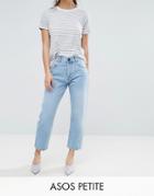 Asos Petite Florence Authentic Straight Leg Jeans In Cambridge Light Mid Wash - Blue