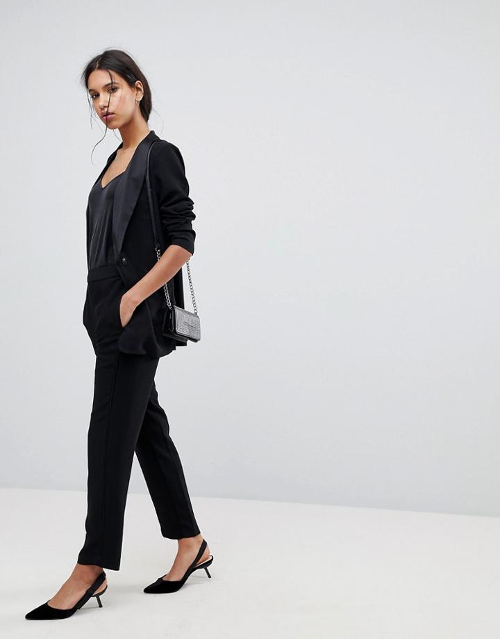 Selected Femme Stretch Tailored Straight Pants - Black