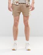 Asos Short Length Jersey Shorts In Beige - Sand Dune