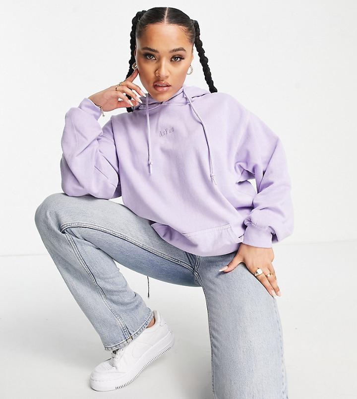 Asyou Branded Oversized Hoodie In Washed Lilac - Part Of A Sets-purple