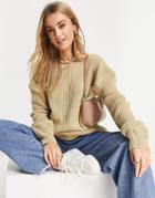 Glamorous Scoop Back Sweater In Oatmeal-neutral