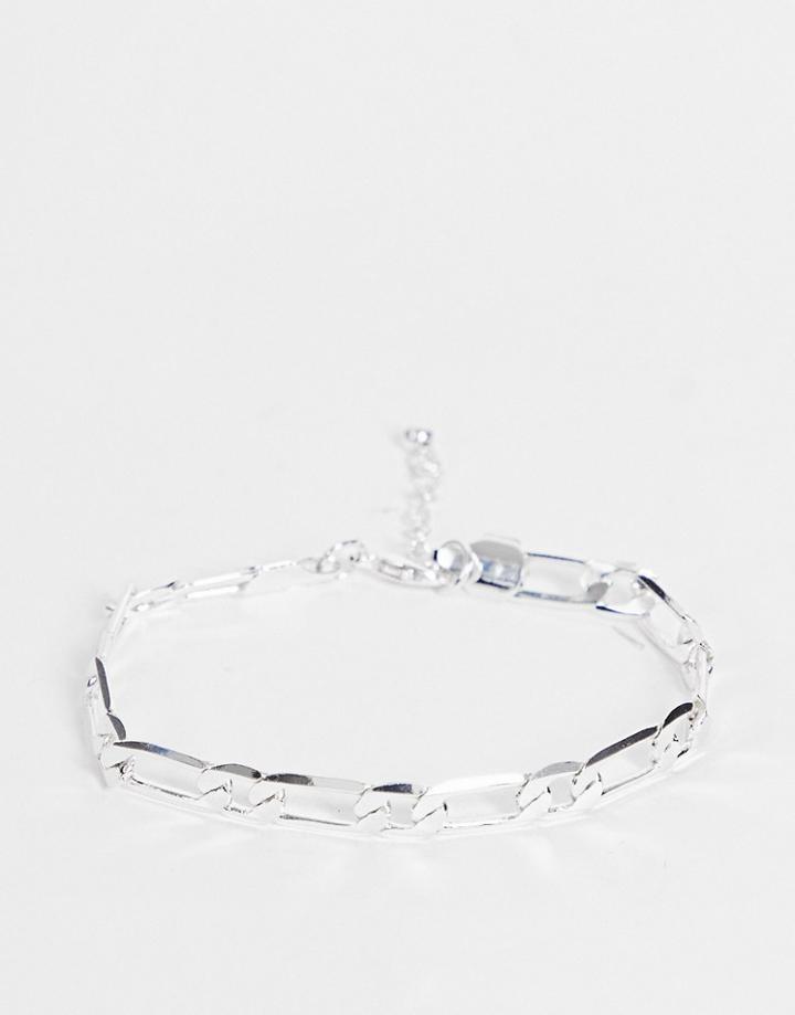 Asos Design Figaro Chain Bracelet In Real Silver Plate