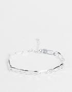Asos Design Figaro Chain Bracelet In Real Silver Plate