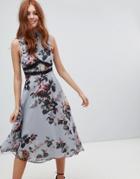 Hope & Ivy Midi Dress In Floral Print-multi