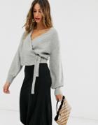 & Other Stories Wrap Cardigan In Light Gray - Gray