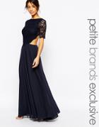 John Zack Petite Lace Bodice Maxi Dress With Cut Out Detail - Navy