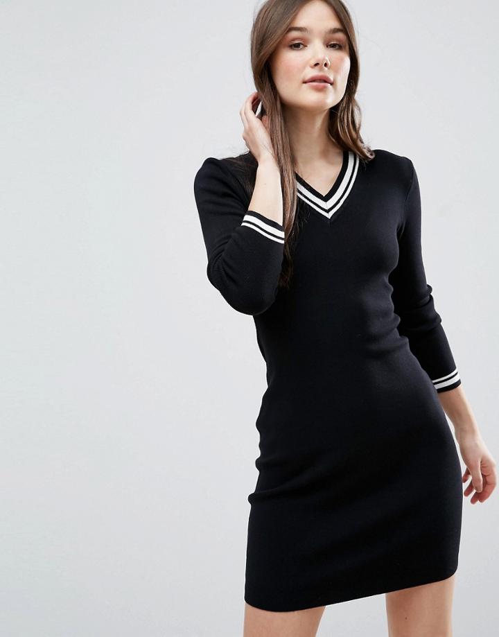 Qed London Trim Dress - Black