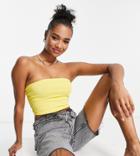 Asos Design Petite Ultimate Bandeau Crop Top In Cotton In Yellow - Yellow