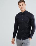 Selected Homme Slim Shirt With Tipped Collar - Black
