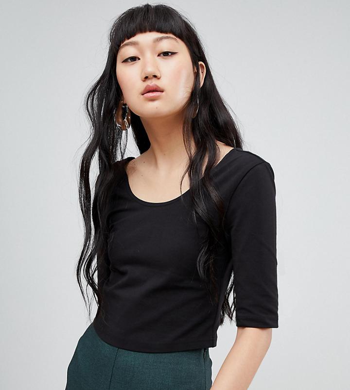 Weekday Scoop Neck T-shirt In Black - Black