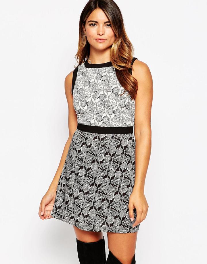 Ax Paris Contrast Shift Dress - Black