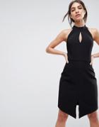 Adelyn Rae Marlena Halterneck Sheath Body Dress - Black