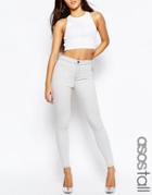 Asos Tall Rivington High Waist Denim Jeggings In Worker White - White