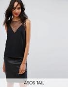 Asos Tall Lace Insert Tank - Black