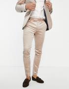 Topman Cord Super Skinny Suit Pants In Stone-neutral