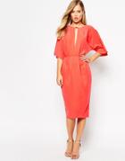 Asos Orange Cupro Pencil Dress - Orange