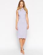 Asos Pencil Dress With Clean Drape And High Neck - Lilac