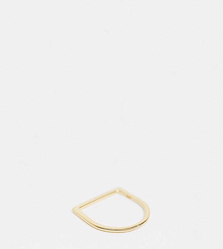 Asos Design Sterling Silver Ring With Gold Plate In Flat Bar Design