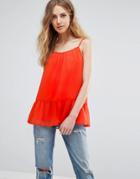 Ichi Peplum Cami Top - Red