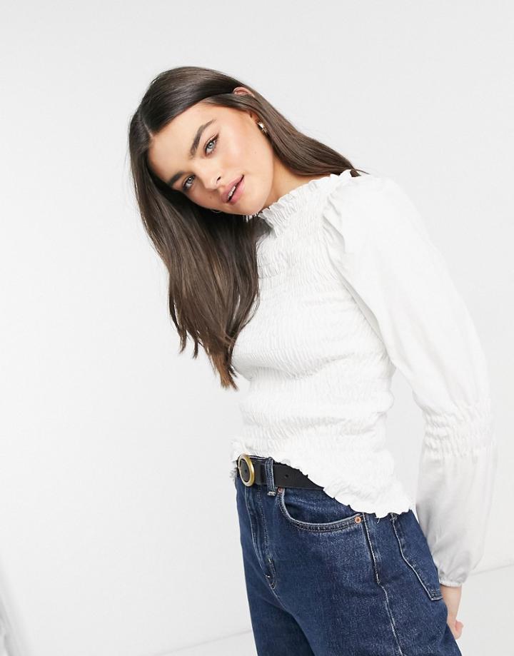 Vero Moda Shirred Blouse In White