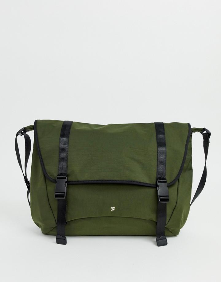 Farah Nylon Messenger Bag In Khaki-green