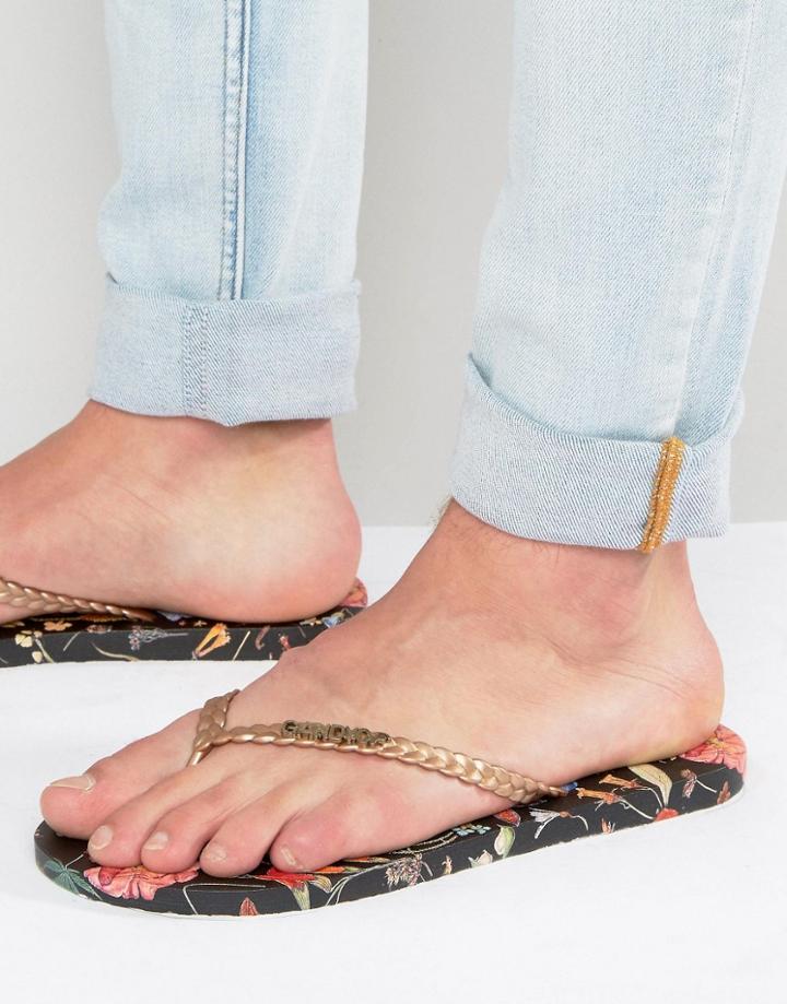 Gandys Flip Flops X Liberty Print Floral - Black