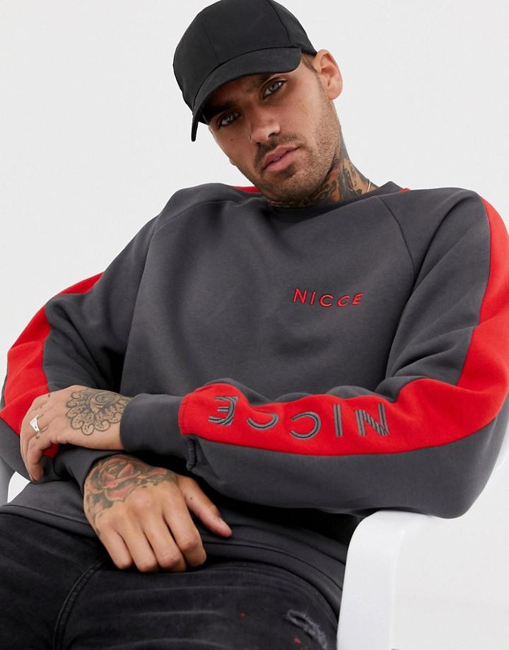 Nicce Sweatshirt In Gray With Side Stripes - Gray