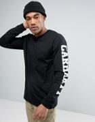 Carhartt Wip College Long Sleeve T-shirt With Sleeve Print - Black