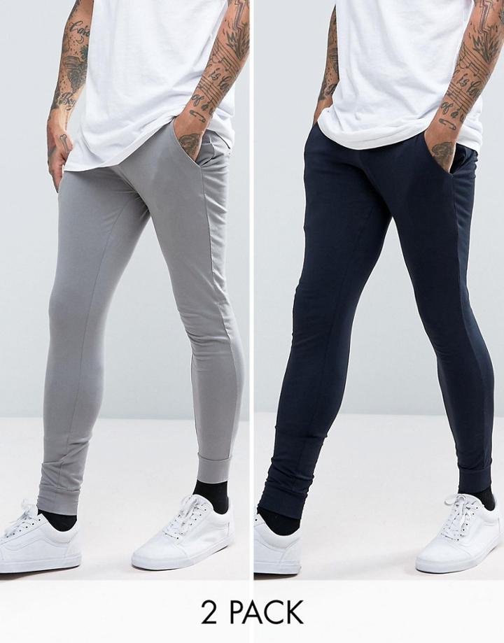 Asos Extreme Super Skinny Joggers 2 Pack Save - Multi