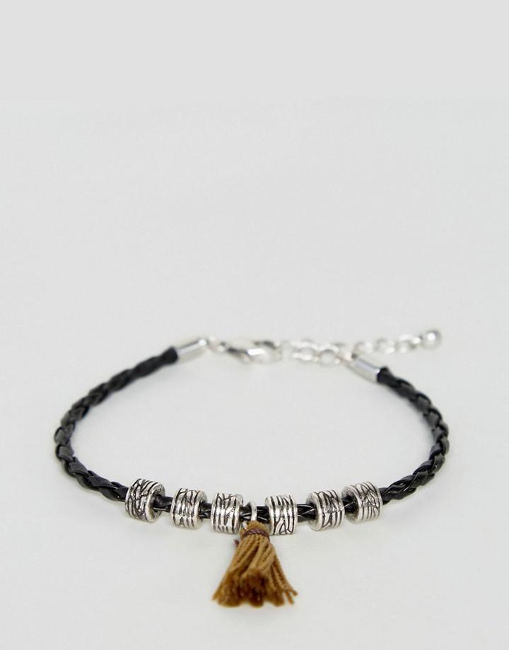Asos Black Bracelet With Tassel - Black