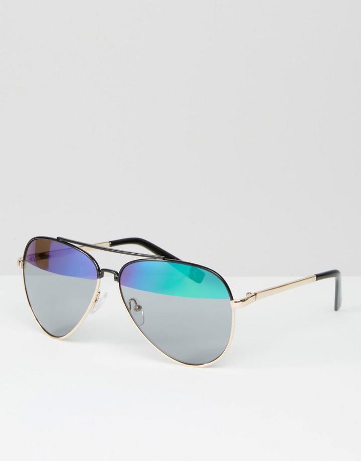 Asos Aviators With Split Lens In Black - Black