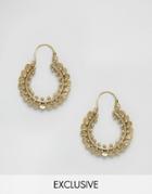 Reclaimed Vintage Ornate Hoop Earrings - Gold