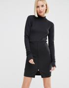 Cheap Monday High Neck Dress With Front Zip - Black
