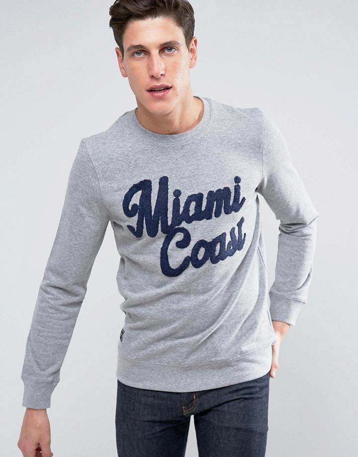 Threadbare Miami Crew Neck Sweat - Gray