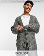 Reclaimed Vintage Inspired Cardigan In Gray Tones